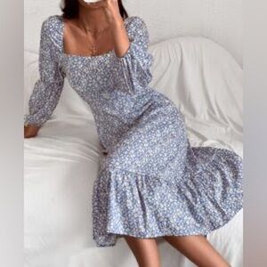 Blue and Yellow Floral Dress